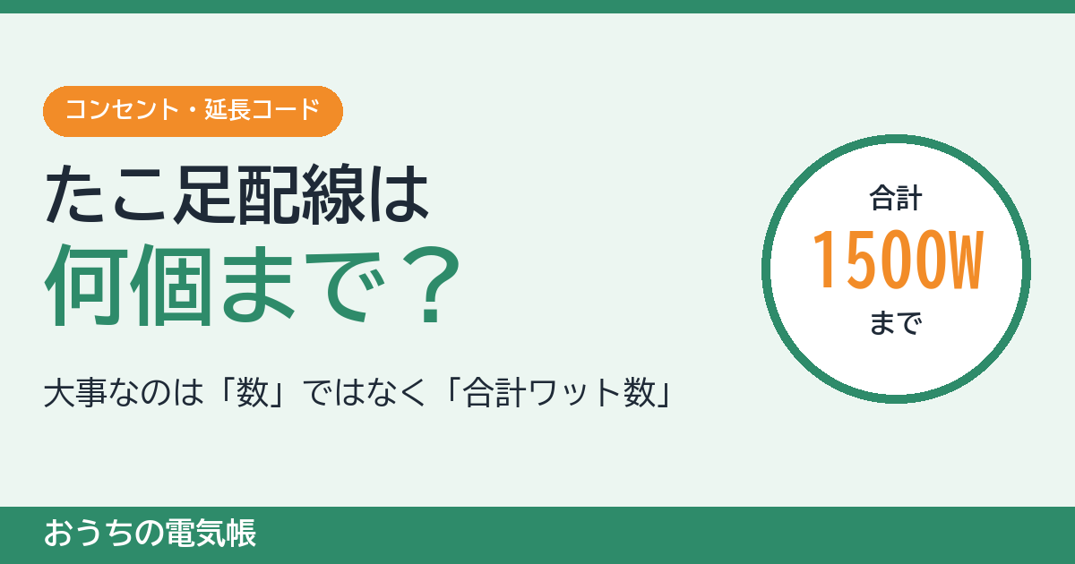 たこ足配線は何個まで？大事なのは合計ワット数（合計1500Wまで）